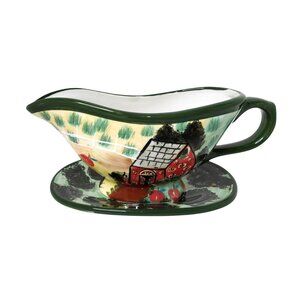vintage wcl farmhouse ceramic multicolor gravy boat